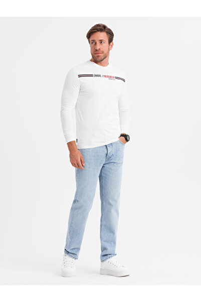 OMBRE Ανδρικό μακρυμάνικο με τύπωμα - λευκό 2 OM-LSPT-0119 XXL