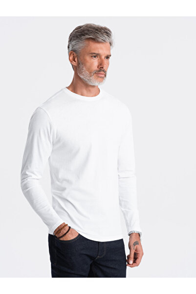 OMBRE BASIC men's longsleeve with round neckline - white V4 OM-LSBL-0106 M