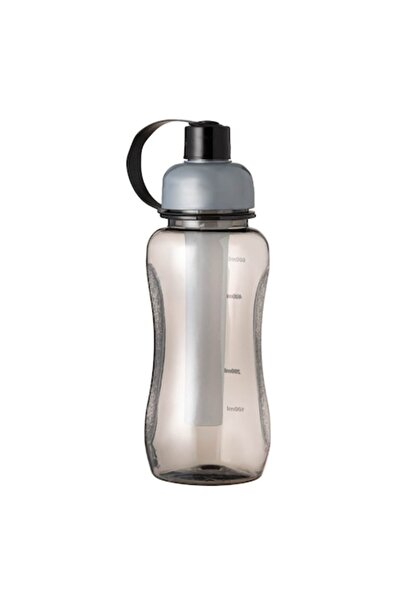 OEM Sports Water Bottle with Ice Pack, Transparent Black Plastic & Cap, 600 ml