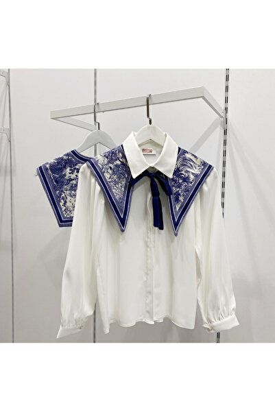 Faya Boutique Lacivert Desenli Muse Yaka