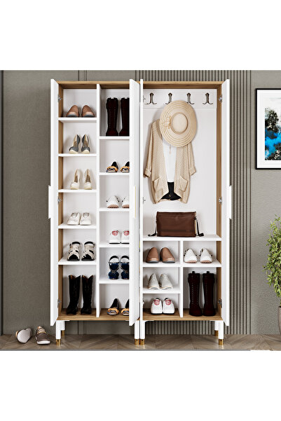 Kalender Dekor Buket-1-3 Ayaklı Aynalı Ayakkabılık Portmanto Vestiyer