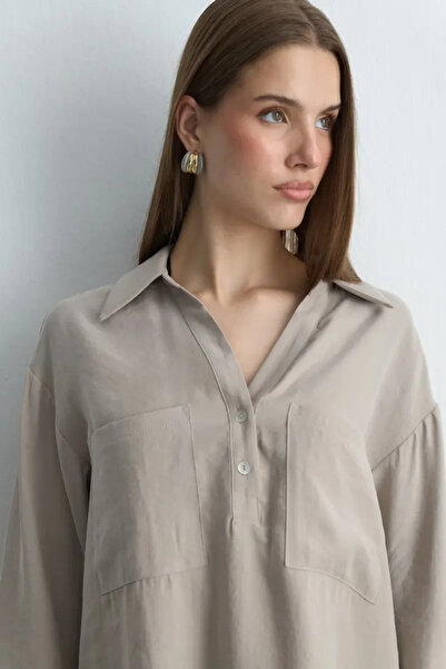 Gusto Relaxed Fit Modal Shirt - Stone