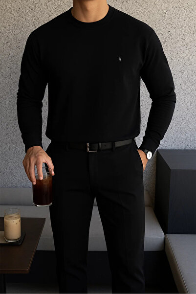 COMBİNE MİCHAİL Чоловічий зимовий базовий чорний світшот