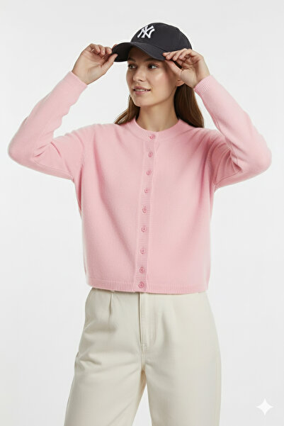 Suede Style 51180 - Kadın Bisiklet Yaka Basic Triko Hırka