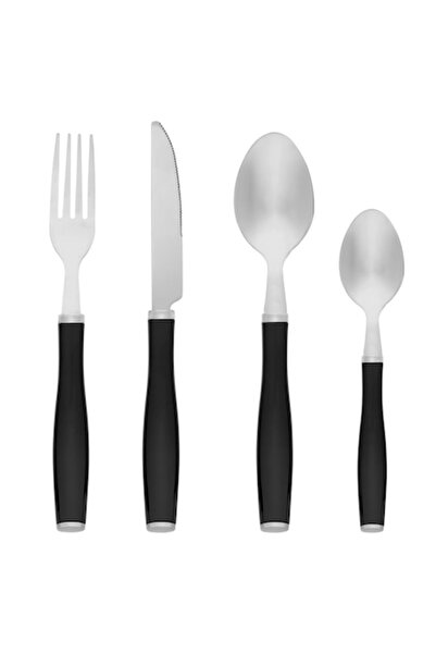 SHOPIENS Set 12 stainless steel cutlery with black handle, 20 cm
