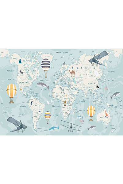 VIODESIGN Fototapet Copii, autoadeziv, Harta Albastra , multicolor, 80x120 cm...