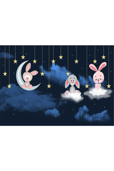 VIODESIGN Fototapet copii Iepuri pe Nori, autoadeziv, 80x120 cm