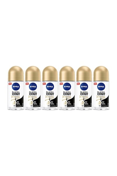 NIVEA Set 6 x Deodorant Roll-On Unisex 50ml, Black&White Invisible Silky Smooth