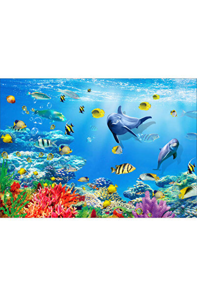 VIODESIGN Fototapet Copii, autoadeziv, Delfini SI Pesti, multicolor, 80x120 cm CO251