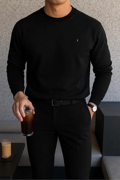 COMBİNE MİCHAİL Чоловічий зимовий базовий чорний світшот