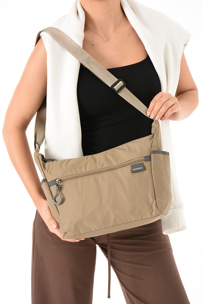 Sanmorris 6013 Women's Water Resistant Parachute Fabric 3-Eye Cross Strap Travel and Shoulder Bag