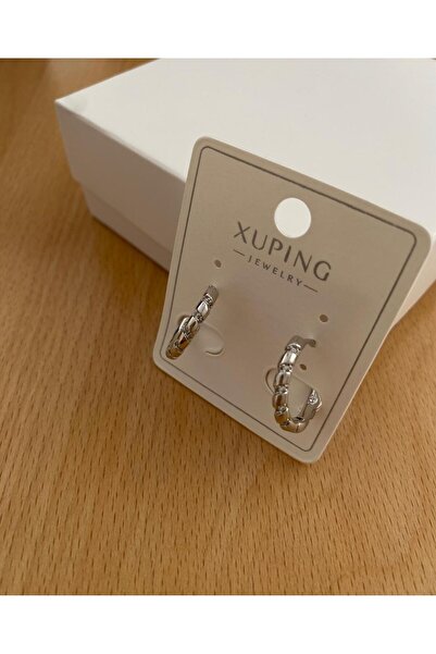 marsel aksesuar أقراط فضية متوسطة الحجم من Xuping مزينة بحجر مخطط