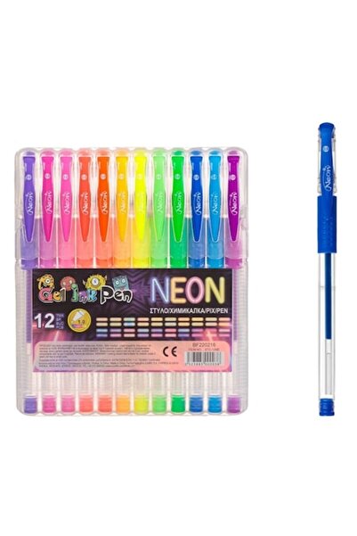 SHOPIENS Set Pixuri 12 Buc Culori Neon cu Cerneala Fluorescenta si Corp Trans...