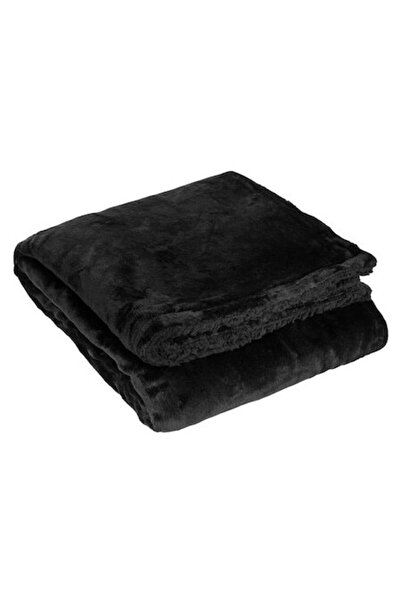 SHOPIENS ® Pătură decorativă Orka, catifea, față-verso, neagră, 160 x 130 cm