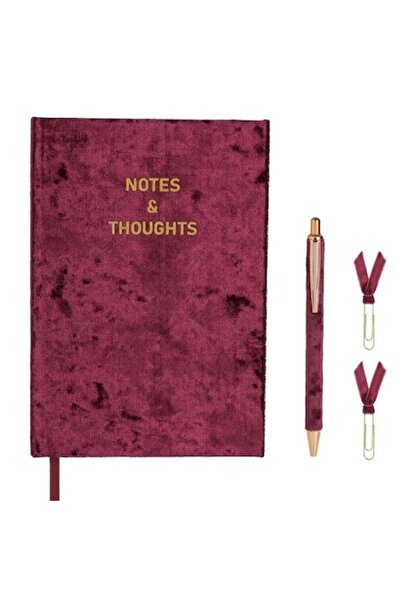 SHOPIENS Set Birou 4 Piese Carnetel A5 80 File Coperta Visinie Catifelata Pix...