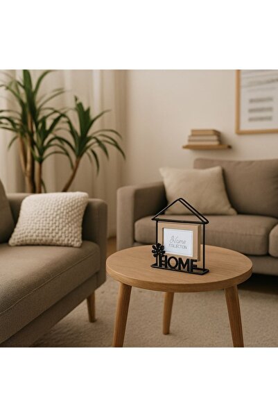 SHOPIENS Rama Foto Din Lemn Si Metal, Shopiens, Forma Casa, Mesaj Home, 21x7x23cm, Pentru Foto 10x15cm