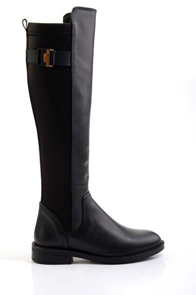 Bambi Siyah Hakiki Deri Kadın Çizme K03724626303