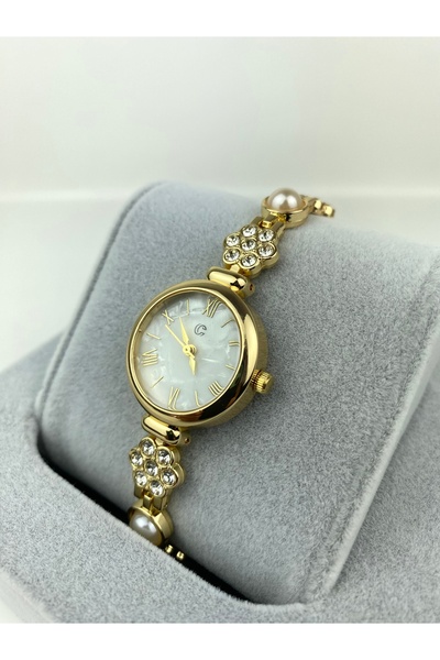Mazzy White Women's Wristwatch with Round Stone on the Band