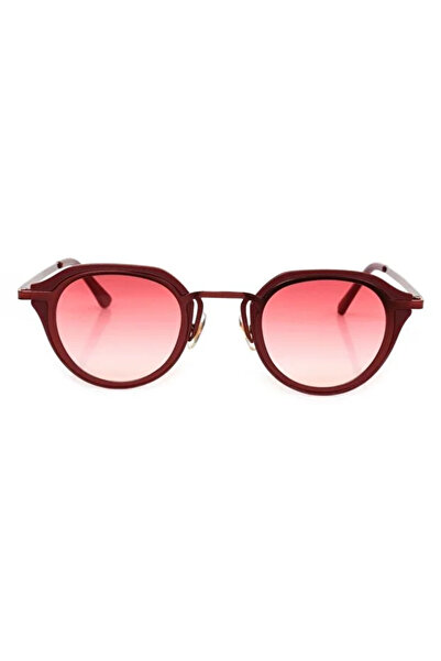 HAMMEN Burgundy Frame Red Glass Oval Sunglasses