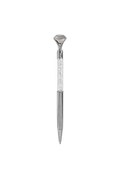 SHOPIENS Blue Ink Pen, Silver Body with White Rhinestones and Diamond
