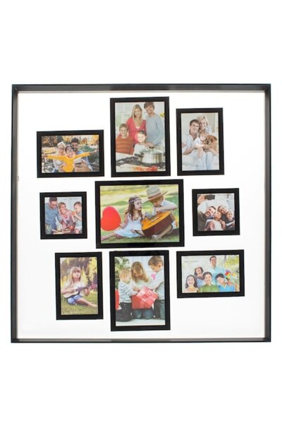 SHOPIENS Ramă foto decorativă cu ramă metalică neagră, 62 x 62 cm