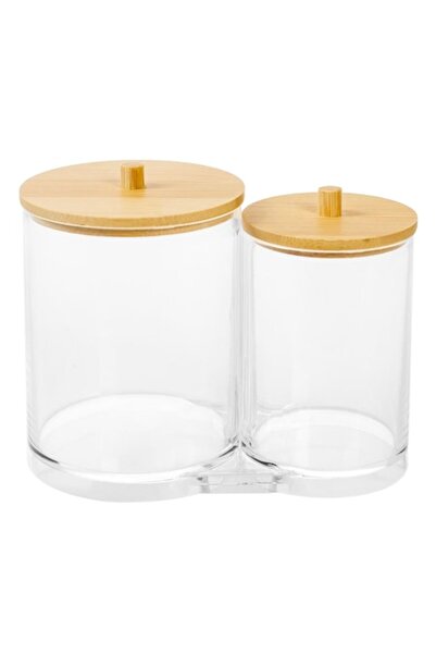 SHOPIENS Suport pentru bețișoare de bumbac și dischete de machiaj, acrilic tr...