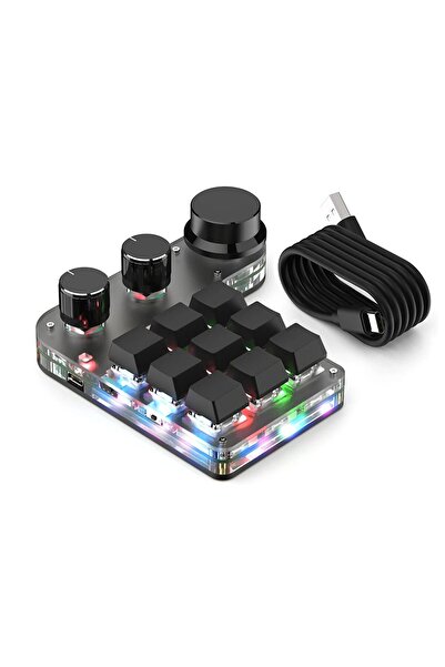 PadForce Tastatură mecanică RGB, Bluetooth, cu 9 taste macro programabile, co...