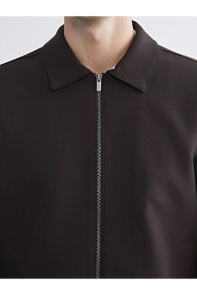 LC Waikiki Ανδρικό μπουφάν με γιακά πουκάμισο καφέ Standard Fit W5IQ91Z829