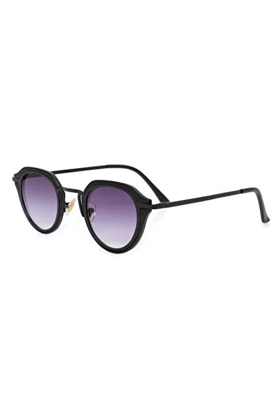 HAMMEN Black Frame Gradient Black Glass Oval Sunglasses