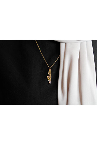 MERRY ME Filistin kolyesi 925 Ayar Gümüş 14 Ayar Altın Kaplama