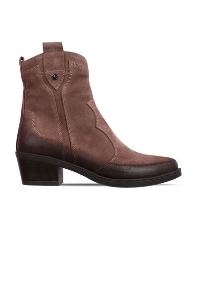 MY DERİ Cately Kadın Hakiki Deri Dikiş Detaylı Western Kovboy Bot b4152