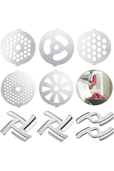 Generic مجموعة شفرات/أقراص مفرمة لحم من Mudder، 9 قطع، ملحقات مفرمة طعام من الفولاذ المقاوم للصدأ للمقاس 5