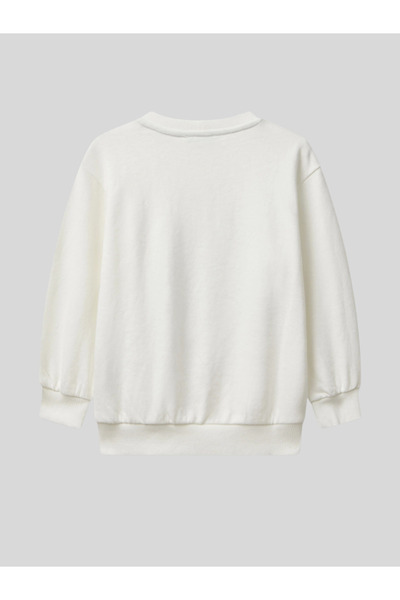 Benetton Boy's Baggy Sweatshirt 1-6 Years Old Ecru