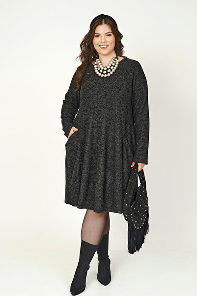 Büyük Moda Tricot Dress with Side Pocket Detail