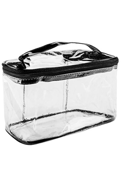 SHOPIENS Καλοκαιρινή Τσάντα καλλυντικών Shopiens®, διαφανής με μαύρο φερμουάρ...