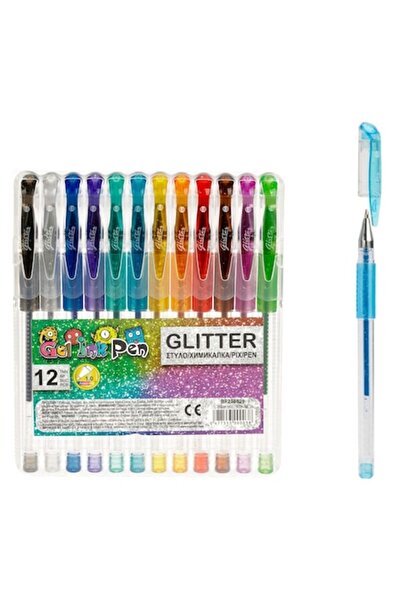 SHOPIENS Set Pixuri 12 Buc Colorate cu Glitter Cerneala Metalizata Corp Trans...