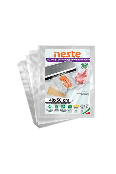 Neste Pachet 300 Pungi Vidat Gofrate pentru alimente, 90 microni, Neste® Professional, 40x50 cm