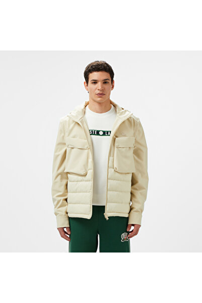 Lacoste Erkek Regular Fit Kapüşonlu Baskılı Krem Mont