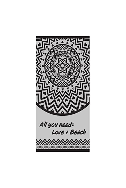 SHOPIENS Beach Towel Shopiens® Gray with Mandala Pattern and All you need = Love + Beach Print