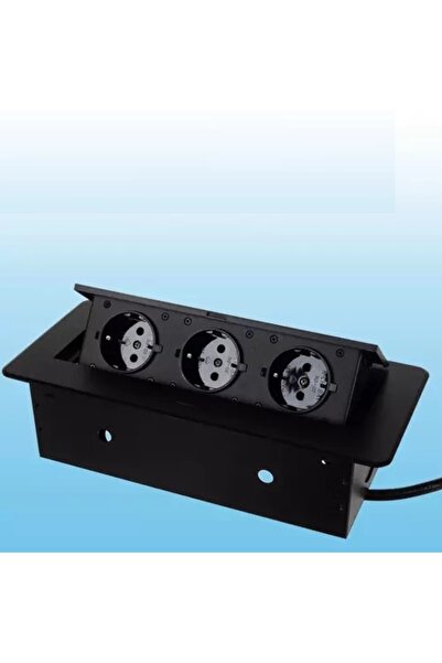 KESNUP Recessed socket for kitchen / office / furniture countertop with 3 outlets, Black