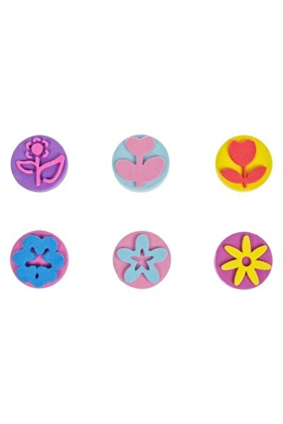 SHOPIENS Set 6 Painting Stamps with Flowers Ø4cm, Different Models, Colored Foam Material