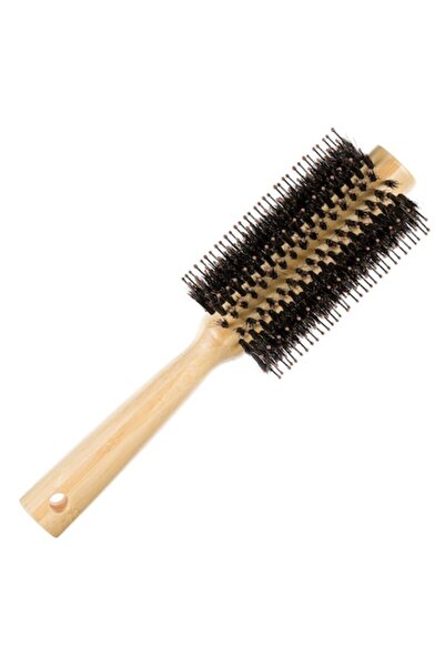 MYONNA IT & E- COMMERCE Wood Hair Brush, 6.5 cm Diameter, 21 cm Height, , Stiff Bristles, Rounded Edges