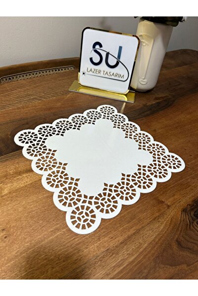 EHA LAZER White Square Table Napkins 6 Pieces Bembeyaz