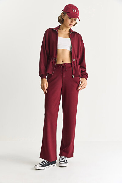 Bianco Lucci Women's Soft Textured Waist Adjustment Jacket Pants Modal Suit 6891 60283555