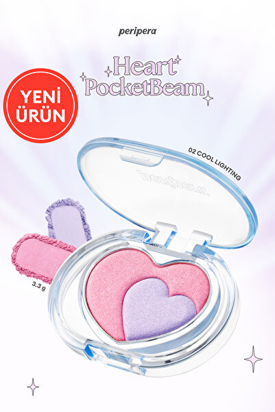 PERIPERA İki Renkli, Kalp Tasarımlı, Yoğun Işıltılı Highlighter Heart Pocketbeam (02 Cool Lighting)