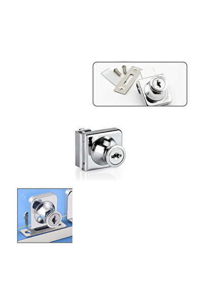 Mikasso Cam Dolap Vitrin Kapak Kilidi Anahtarlı Krom Şeffaf