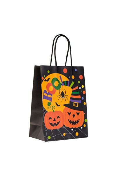 OEM Sacosa Cadou din Hartie Neagra Portocalie Dovleci de Halloween "Boo!" 16x...