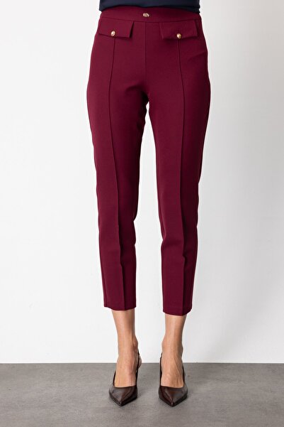 Mi Pret a Porter Mi Kapak Cepli Düğmeli Boru Paça Pantolon