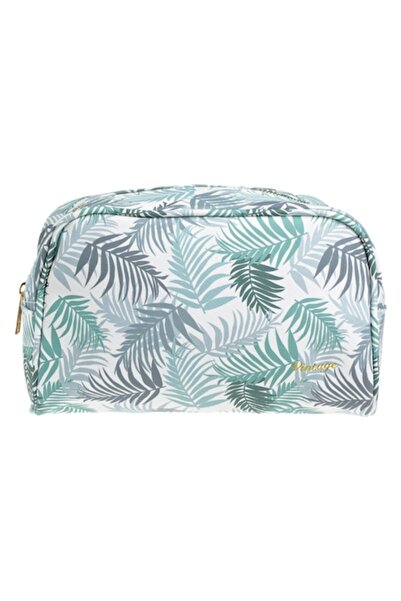 SHOPIENS Лятна тоалетна Чанта Shopiens®, бяла основа с шарка на зелена папрат...