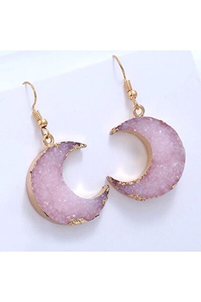 SYGGY Half Moon Earrings, 4.5 cm, pink